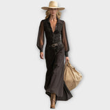 Vintage Western Denim Maxi Dress