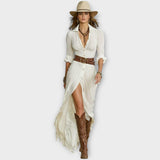 Western Elegance Button-Down Maxi Dress