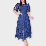 Elegant Floral Lace Midi Dress