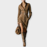 Suede Belted Shirt Dress