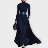 Elegant High-Neck Flowing Maxi Dress