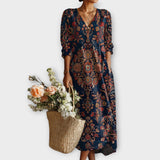 Bohemian Floral V-Neck Maxi Dress