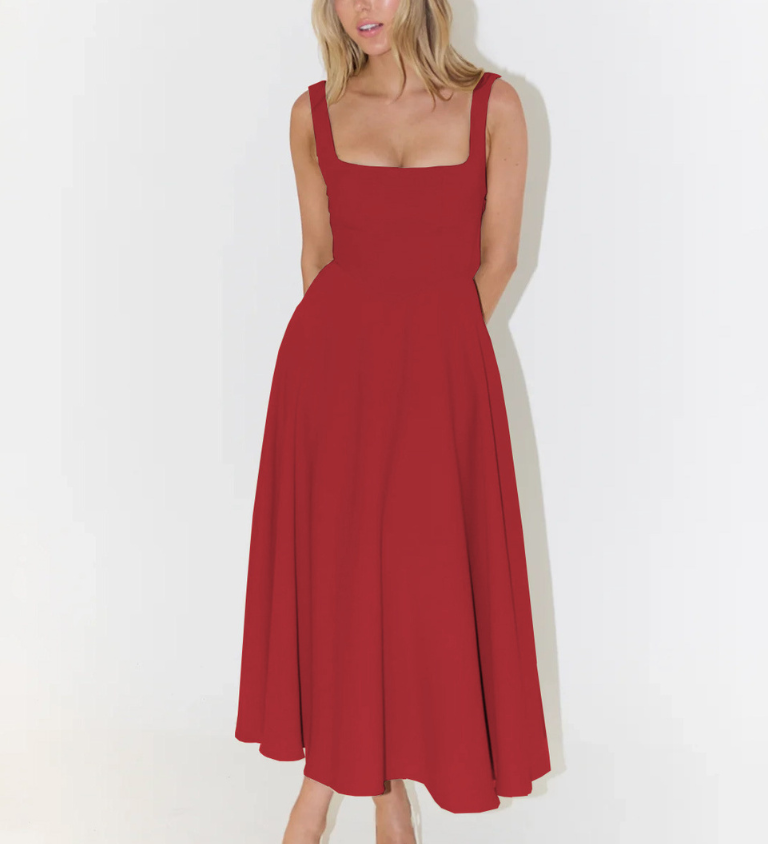 Elegant Midi Dress with Romantic Line