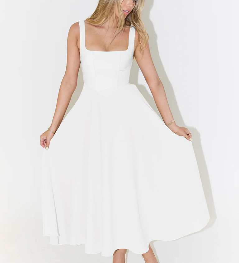 Elegant Midi Dress with Romantic Line