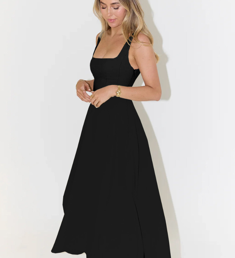 Elegant Midi Dress with Romantic Line