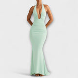 Elegant gala dress with an open back and stunning neckline