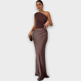 Amber One-Shoulder Satin Maxi Dress