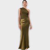 Amber One-Shoulder Satin Maxi Dress