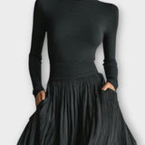 Elegant Black Maxi Skirt Turtleneck Top Set