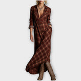 Plaid Button-Down Maxi Shirt Dress