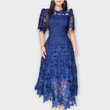 Elegant Floral Lace Midi Dress