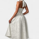 Midi Dress with Open Back and Corset Design