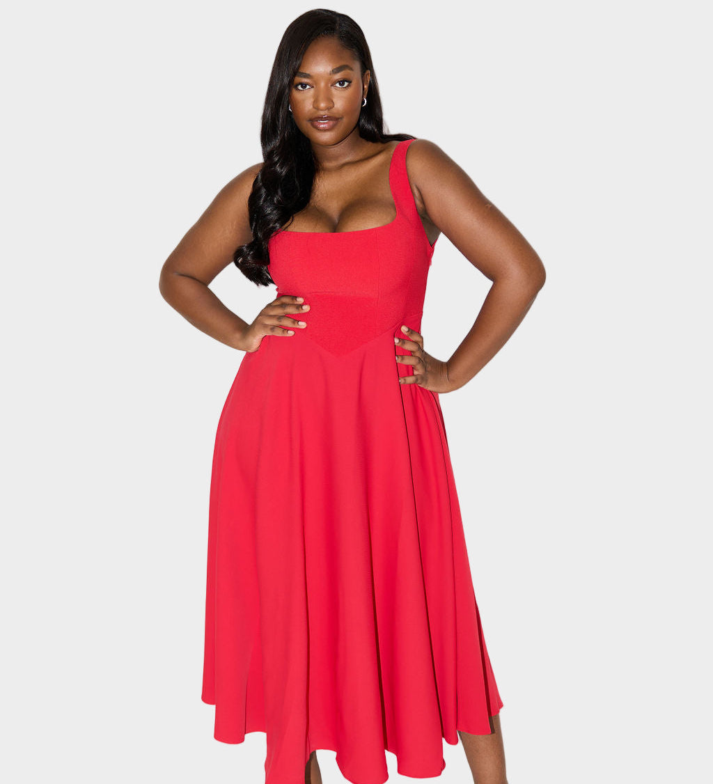 Timeless Airy Midi Dress with Elegant Line and Natural Movement